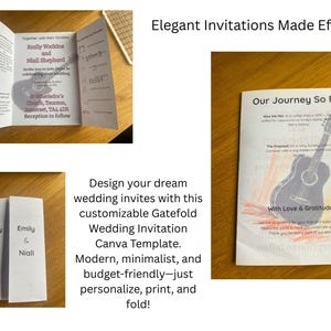 Gatefold Wedding Invitation Template  DIY Canva Download A4 Folded to A5 Customizable Elegant Invites Modern Minimalist