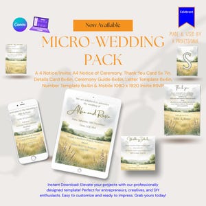 Lavendelfeld Hochzeitseinladung, DIY Canva Vorlage, rustikale Zeremonie Einladung, Detailkarte, Mobile Invite, Tischnummern
