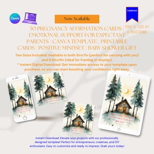 50 Pregnancy Affirmation Cards Emotional Support for Expectant Parents Canva Template Printable Cards Positive Mindset Baby Shower Gift