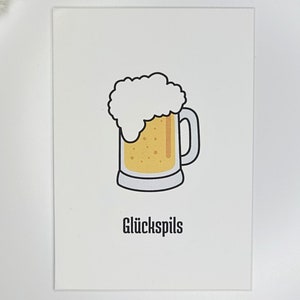 Lustige Karte "Glückspils" | Klappkarte minimalistisch A6 Glücksbringer für jeden Anlass Bier geht immer Good luck