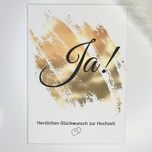 Ja! Herzlichen Glückwunsch zur Hochzeit | Hochzeitskarte Klappkarte minimalistisch romantisch A6 Gold Wedding Liebe Ehe