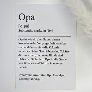 Karte Definition Opa | Definitionskarte alle Anlässe | minimalistisch, liebevoll | A6 Klappkarte | Freundschaft, Dankbarkeit, Liebe, Familie