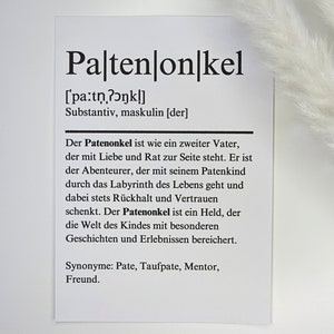 Karte Definition Patenonkel | Definitionskarte alle Anlässe | minimalistisch, liebevoll | A6 Klappkarte | Freundschaft, Familie
