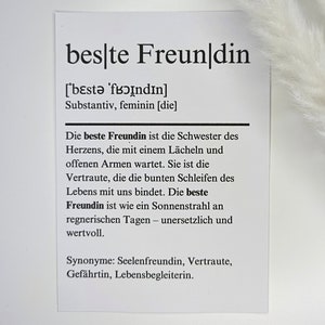 Karte Definition Beste Freundin | Definitionskarte alle Anlässe | minimalistisch, liebevoll | A6 Klappkarte | Freundschaft, Dankbarkeit