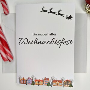 Ein zauberhaftes Weihnachtsfest | Weihnachtskarte | Klappkarte | minimalistisch, liebevoll | A6 | Weihnachten, Christmas | Weihnachtsdorf