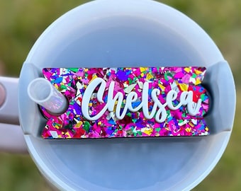 40oz / 30oz Tumbler Topper, Stanley Name Plate, Stanley Topper, personalisierter Stanley, Tumbler Namensschild, Stanley Zubehör, Glitter Acryl