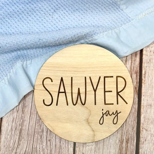 Birth announcement, Wood Baby Sign, Baby name sign, circle baby name, wooden sign, engraved name sign, hospital sign, newborn photos, gift
