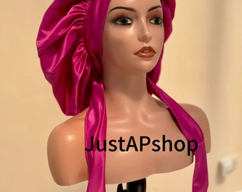 Handmade Silky Satin Hair Bonnet with Ties