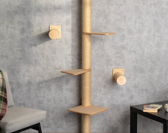 Modern Cat Tower: Space-Saving Cat Tree with Climbing Steps and Perches