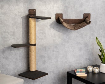Modern Cat Tree with Cozy Hammock and Stylish Shelves - Perfect Furniture for Your Feline Friend