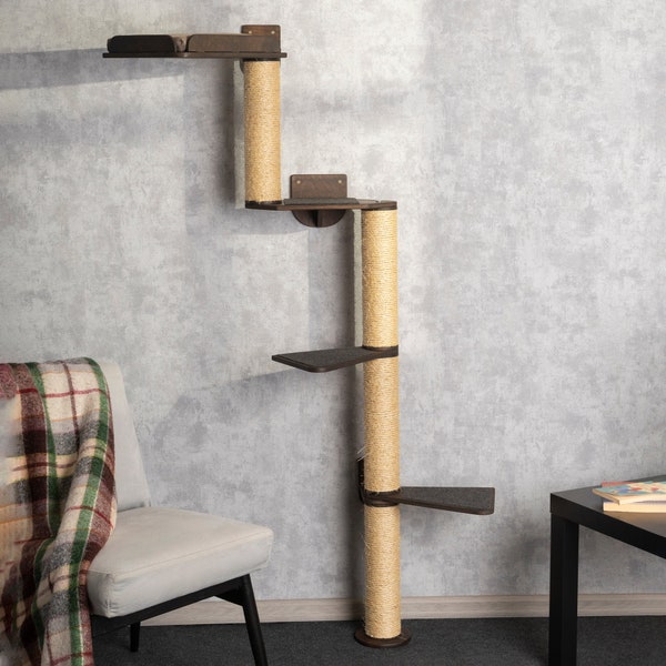 Stylish Cat Tree & Cat Shelves with Built-in Cozy Bed - A Space-Saving Solution for Your Feline Friend