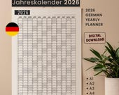 Jahreskalender 2026: Jahresplaner 2026, PRINTABLE German Wall Calendar & Planner, A1, A2, A3
