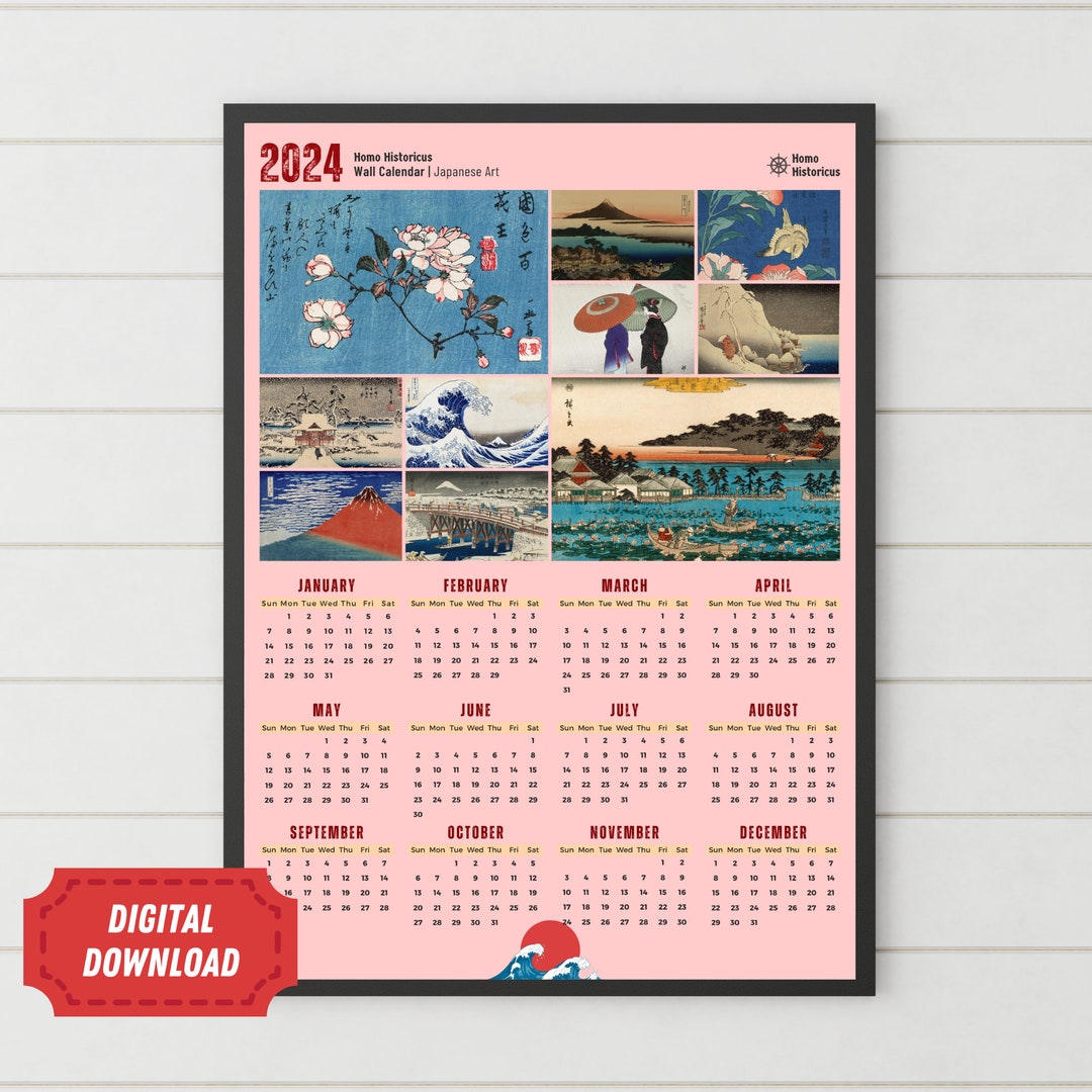 2024 Wall Calendar Printable Japanese Art Japanese Art Print Wall Art