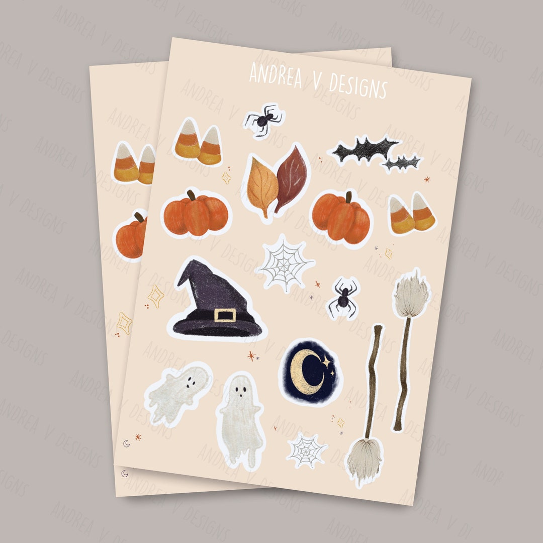 Halloween Printable Sticker Sheet | Spooky Planner Deco - Etsy