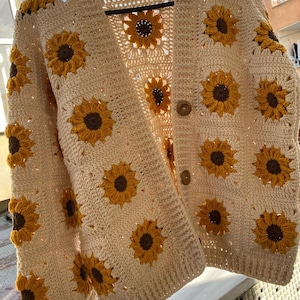 Crochet daisy cardigan, handmade stylish cardigan, crochet cardigan, handmade jumper, knit cardigan sweater, custom order, women sweater