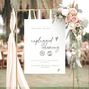 Unplugged Ceremony Sign, Modern Minimalist Wedding Welcome Sign, Wedding Printable No Devices Sign, Wedding Ceremony Sign, Canva Editable
