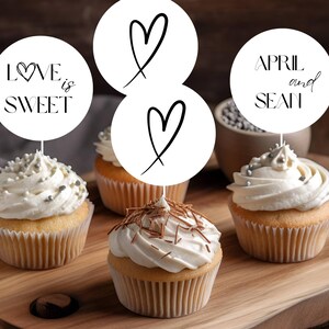 Hochzeit Cupcake Toppers, druckbare Cupcake Toppers, Hochzeitstorte Party Mitbringsel Tags, Hochzeitsdeko, modern, minimalistisch, digitale Datei WH1