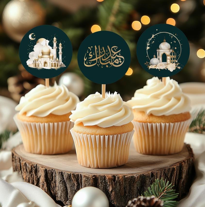 Eid Al Fitr Cupcake Topper Eid Mubarak Cake Topper Bayram Decor Ramadan ...