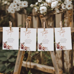 Fall in Love Table Seating Card Template DIY Wedding Seating Chart Printable Wedding Seating Plan Card, Table Numbers Cards Guest Seats FL2