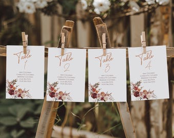 Fall in Love Table Seating Card Template DIY Wedding Seating Chart Printable Wedding Seating Plan Card, Table Numbers Cards Guest Seats FL2