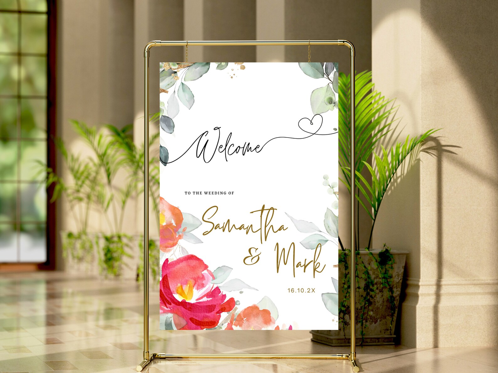 Floral Wedding Sign Template Wedding Welcome Poster Download, Printable Wedding Welcome Sign ...