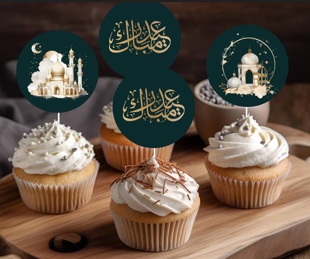 Gyufise Cupcake-Topper Eid Mubarak – 24 Stück, Gold-glitzer, Mond & Sterne, 7,1 X 9,9 Cm, Für Ramadan & Islamische Feste Gyufise Cupcake-Topper Eid Mubarak – 24 Stück, Gold-glitzer, Mond & Sterne, 7,1 X 9,9 Cm, Für Ramadan & Islamische Feste