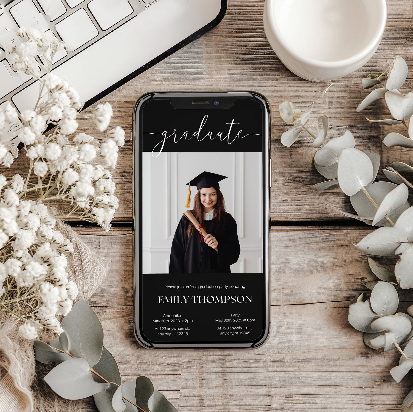 Basic Invite Grad Cards Graduation Invite Template Electronic Photo Invitation Graduation Party ...