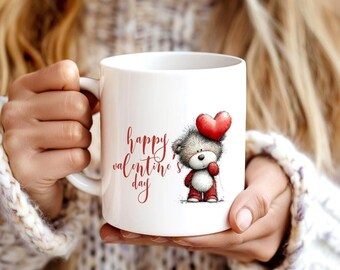 Saint-Valentin Mug Wrap PNG, ours mignon 11 oz 15 oz Sublimation Design téléchargement numérique VL5