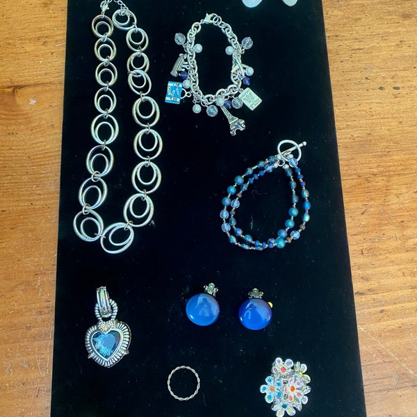 Blue and Gold Vintage Jewelry Lot