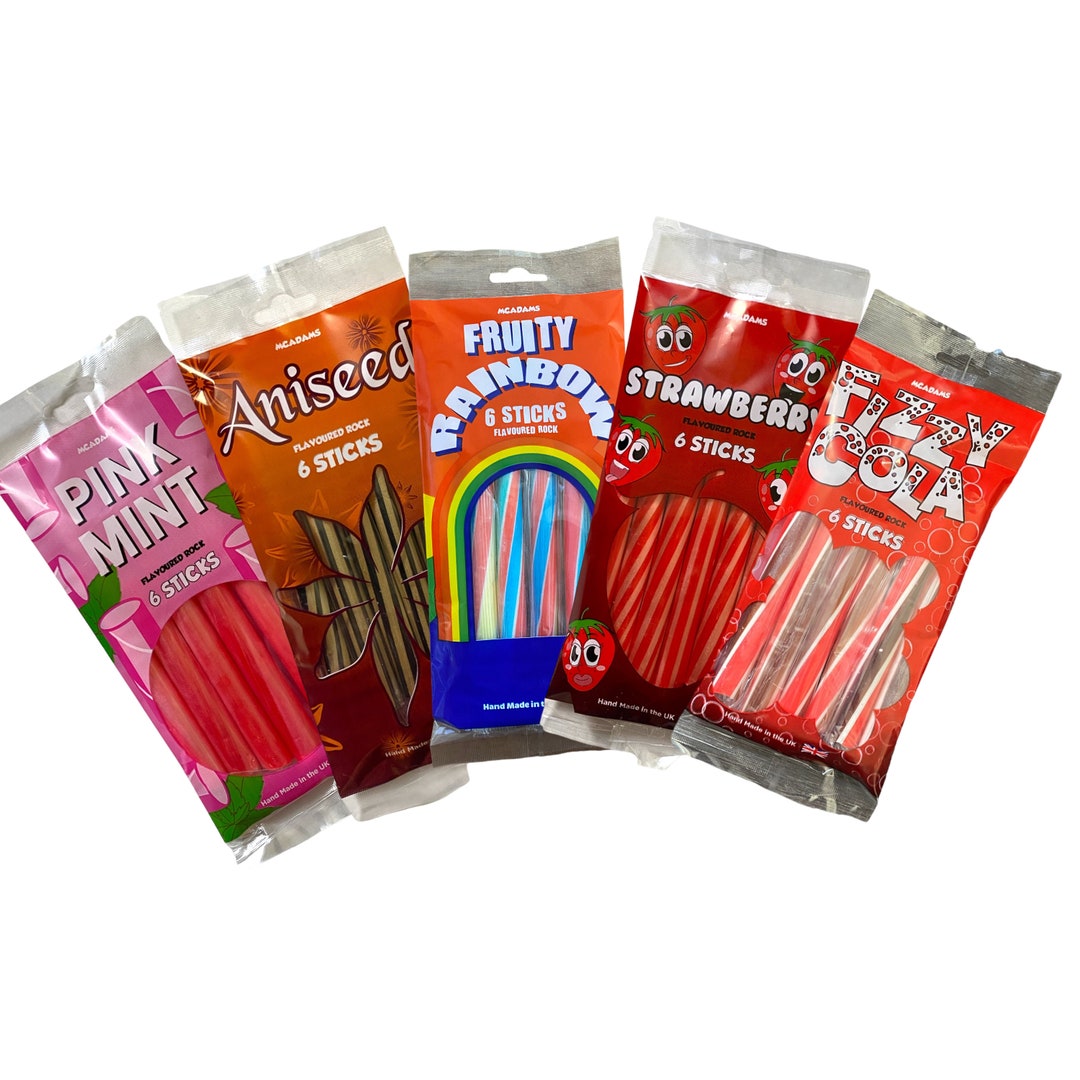 Rock Fizzy Randy Mixed Rock Bags Fizzy Cola - Fruity Rainbow - Pink Mint - Aniseed ...