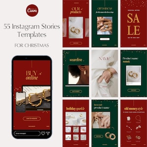55 Christmas Inspired Instagram Story Templates | Minimalism Instagram Templates | Christmas Templates | Canva Templates