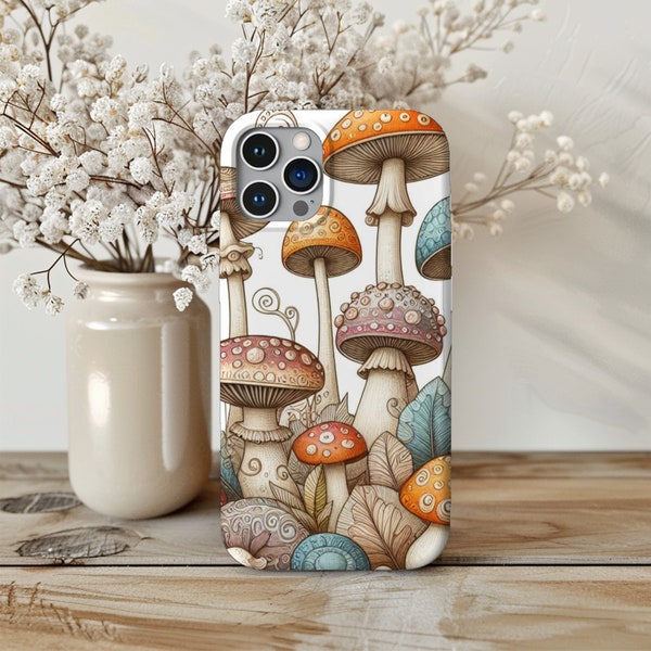 Whimsical Fantasy Mushroom Design Case for iPhone 15 14 13 12 11 Pro Max 8 Plus X, Christmas Gift, Birthday Gift for Her, Gift Idea.