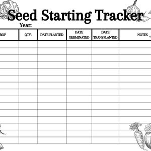 Seed Starting Tracker - digital download - gardening tool