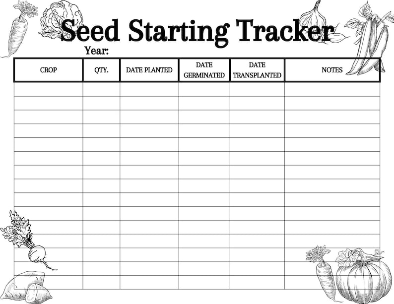 Seed Starting Tracker - Digital Download - Gardening Tool - Etsy