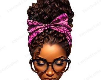 Afro messy bun pink leopard bow png sublimation design, Messy bun png, Afro life, Valentine day png, instant download