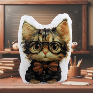 Smarty Cat Plush Pillow – Handmade Stuffed Cat, Customizable Soft Plushie, Personalized Cat Gift | Afita Plush Collection