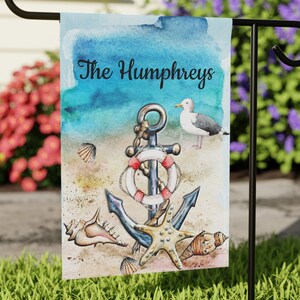 Personalized Coastal Flag - Nautical Beach House Flag - Double-Sided Outdoor Flag - Custom Family Name Coastal Home Decor-Tropical Ocean