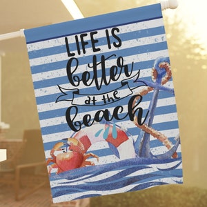 Personalized Coastal Flag - Nautical Beach House Flag - Double-Sided Outdoor Flag - Custom Family Name Coastal Home Decor-Tropical Ocean