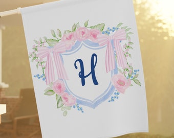 Spring Monogram Family Name Crest Personalized Initial Garden Flag