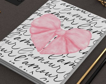 Coquette Pink Bow Grand Millinial Hardcover Journal Matte-Gift for Her!