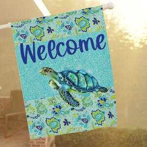 Personalized Coastal Flag - Nautical Beach House Flag - Double-Sided Outdoor Flag - Custom Family Name Coastal Home Decor-Tropical Ocean