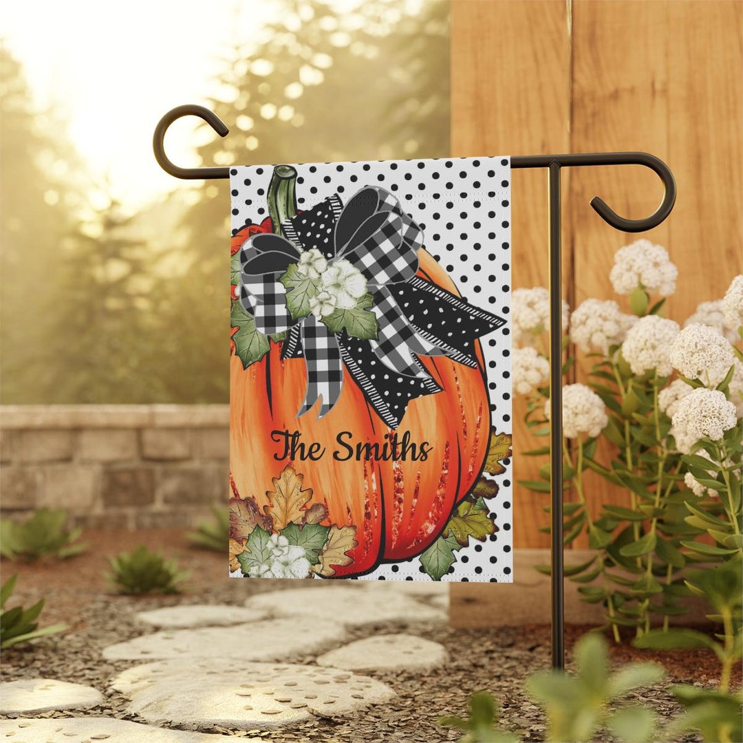 Personalized Fall Pumpkin Garden Flag Halloween Outdoor Decor Welcome ...