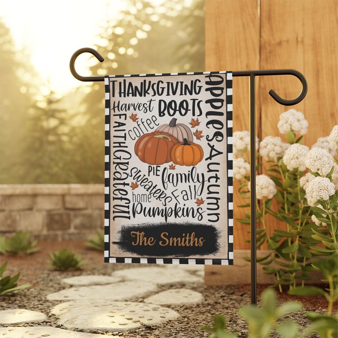 Personalized Fall Pumpkin Garden Flag Halloween Outdoor Decor Welcome ...