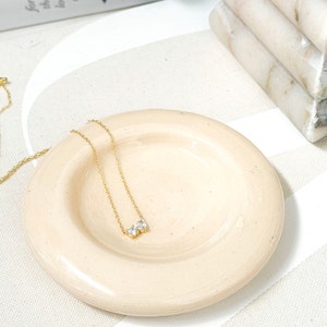 Gold Toi et Moi, Two Stone, Round and Pear Cut CZ Stone Necklace, Gift for her