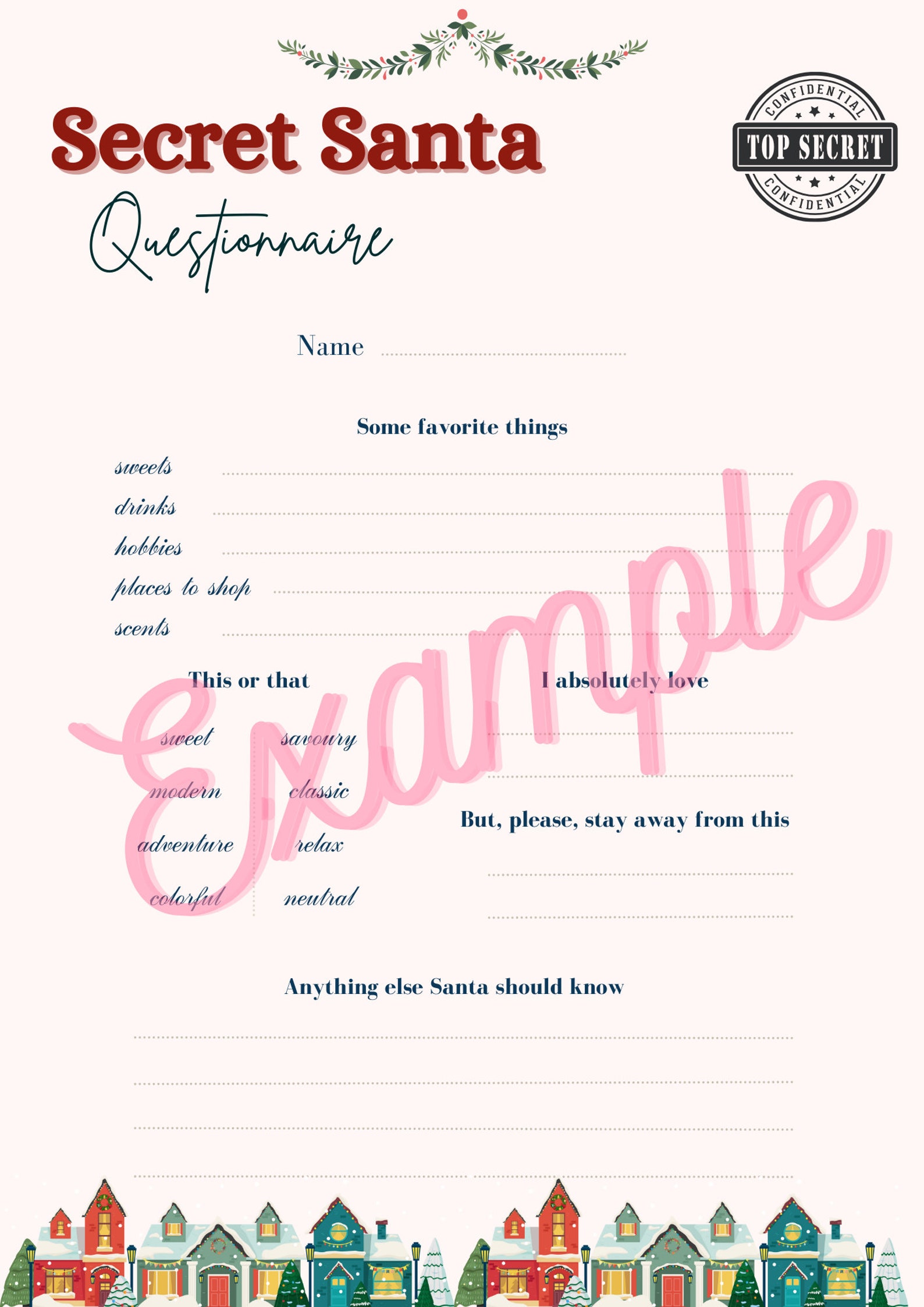 Secret Santa Flyer, Secret Santa Form, Secret Santa Survey, Secret