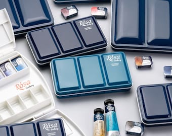 ROSA Gallery Watercolor Paint Case, Empty Palette, 12 Pans