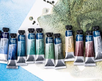 ROSA Gallery Pintura acuarela TUBOS (10 ml) TODOS los colores, Pinturas de alta resistencia a la luz, Set de acuarela profesional, crea tu propio set de pinturas