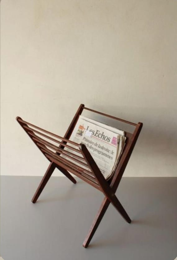 Vintage Mid-century Wooden Magazine Rack - Etsy