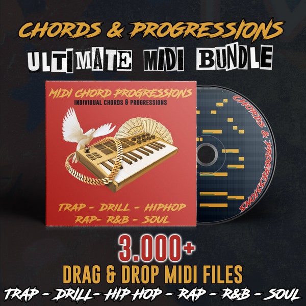 Trap MIDI Progressions, Hip-Hop Chords, Drag and Drop, MIDI Chord Bundle, Famous RnB Chords, Midi Files, Soul, Rap, UK Drill, Drill Chords