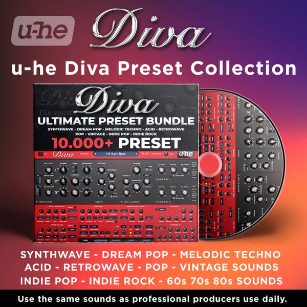 u-He Diva Synth Presets | Premium Qualität 10.000+ Synth Preset | Pop | Technik | Synthwelle | Knall | Felsen | Italo Disco | Falle | Hip-Hop